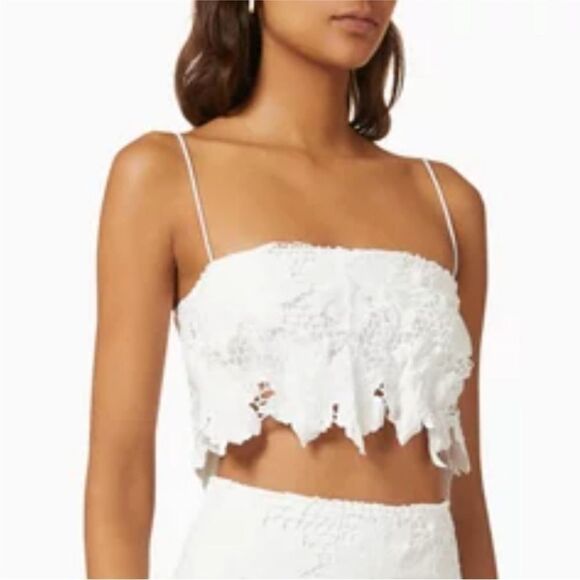 Free People Rumer Tropez White Lace Crochet Crop Top Med NWT - Picture 9 of 9